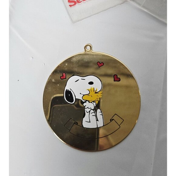 Two Vintage Leonard Silver Co Metal Christmas Ornament Snoopy Hugging Woodstock - Picture 2 of 4